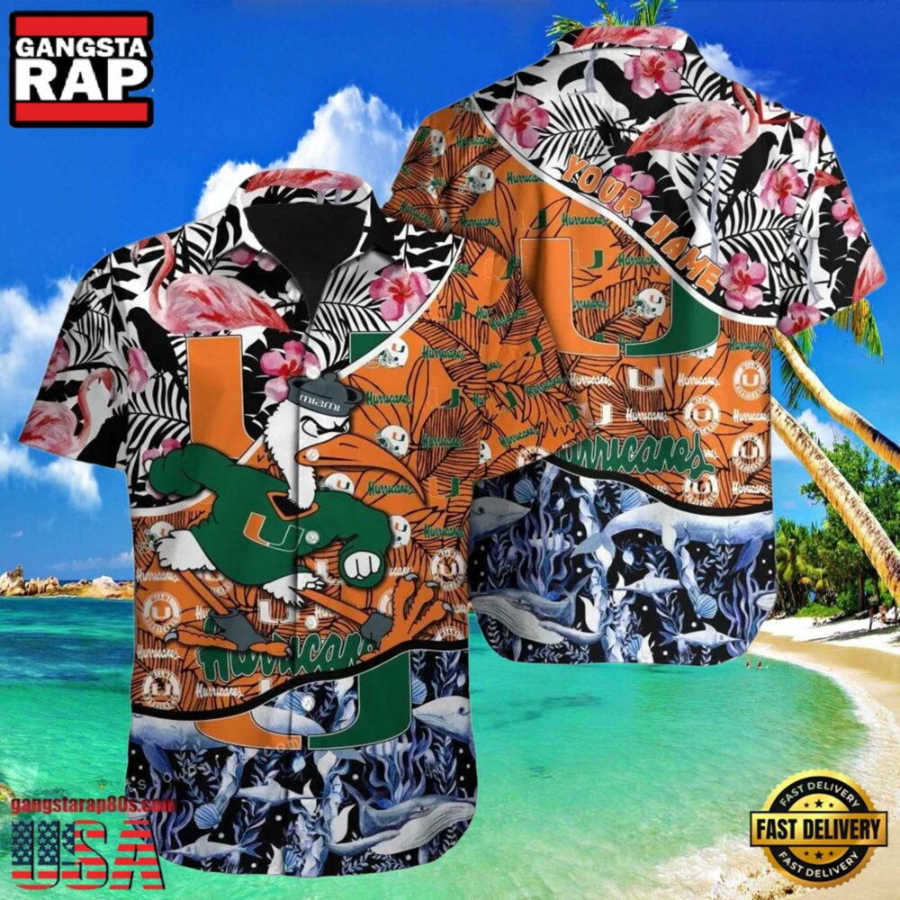 NCAA Miami Hurricanes 3D Print Custom Name Cheap Hawaiian Shirt