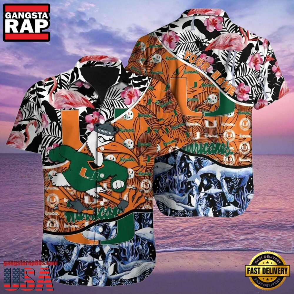 NCAA Miami Hurricanes 3D Print Custom Name Cheap Hawaiian Shirt