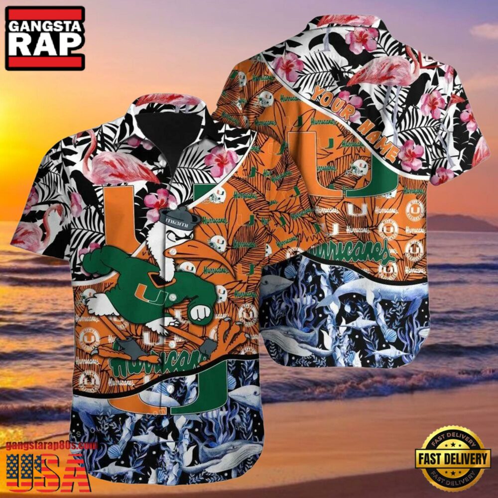 NCAA Miami Hurricanes 3D Print Custom Name Cheap Hawaiian Shirt NCAA Miami Hurricanes 3D Print Custom Name Cheap Hawaiian Shirt