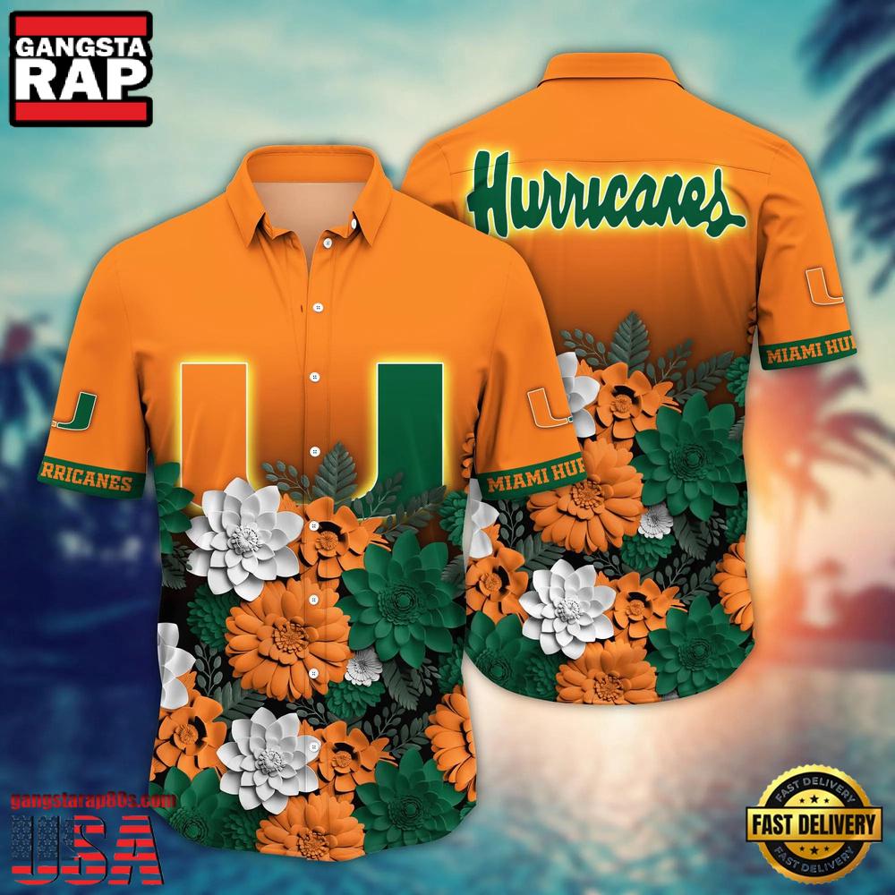 NCAA Miami Hurricanes Flower Tropical Summer Beach Hawaiian Shirt