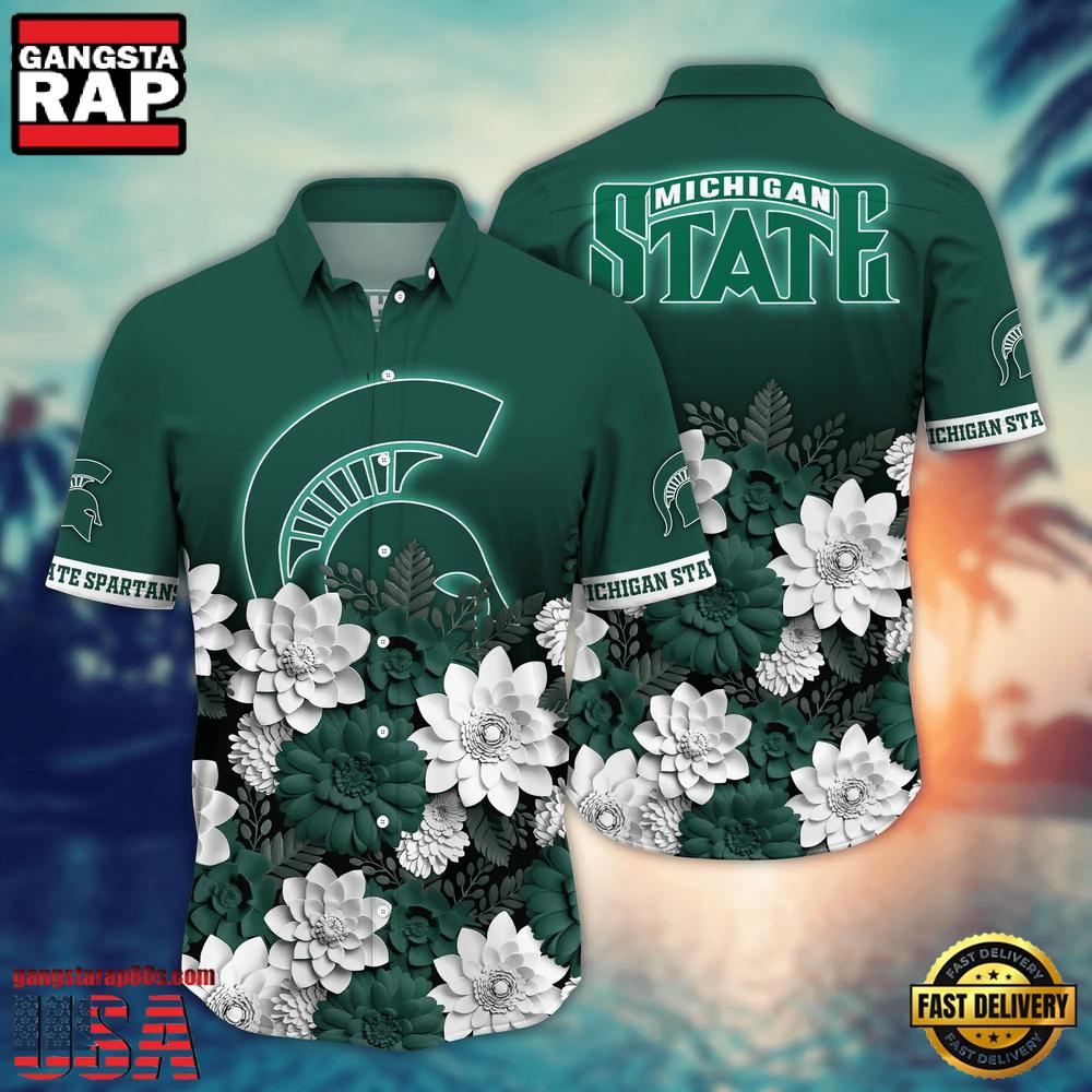 NCAA Michigan State Spartans Flower Tropical Summer Beach Hawaiian Shirt