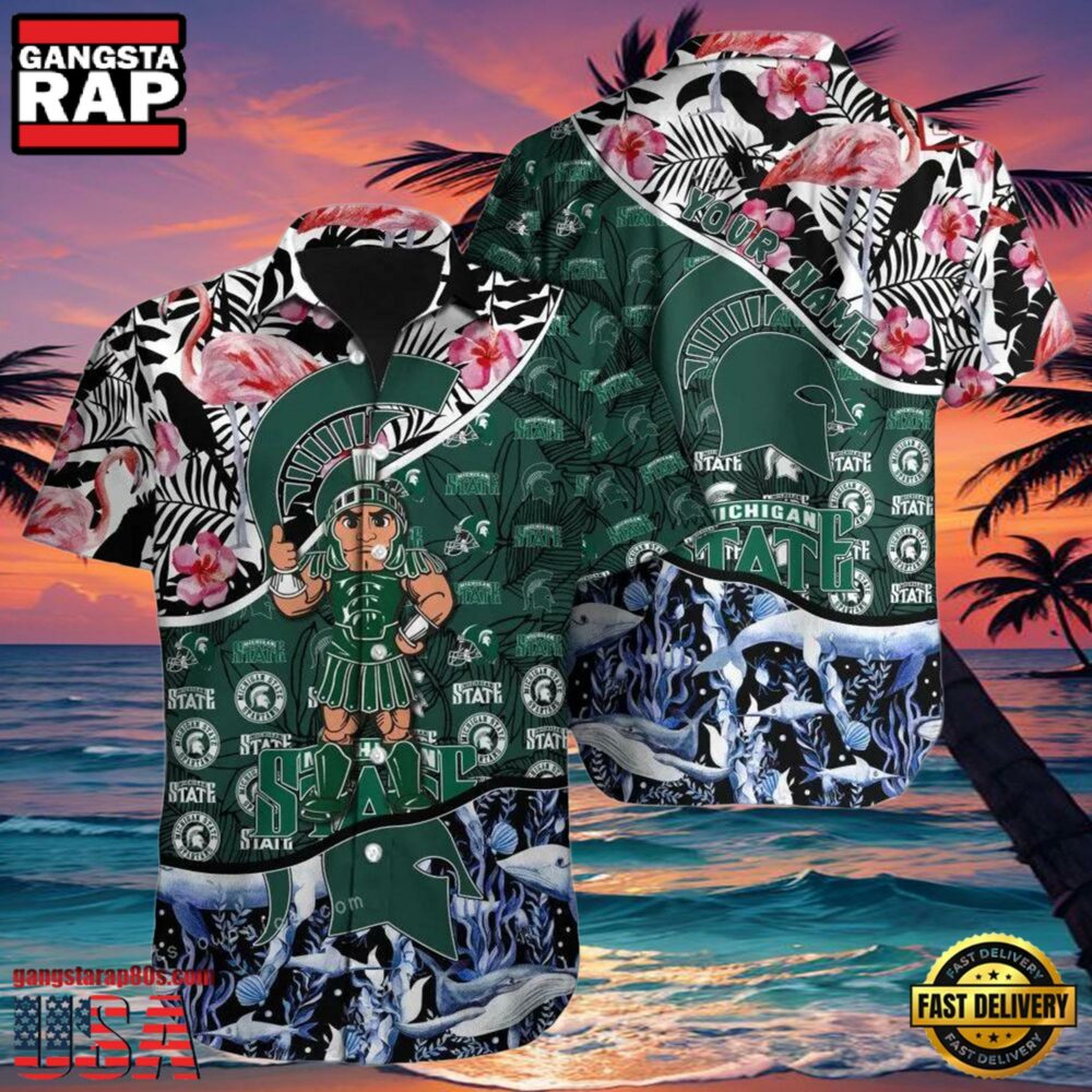 NCAA Michigan State Spartans Hawaiian Shirt 3D Print Personalized Cheap Button Up Hawaiian Shirt NCAA Michigan State Spartans Hawaiian Shirt 3D Print Personalized Cheap Button Up Hawaiian Shirt