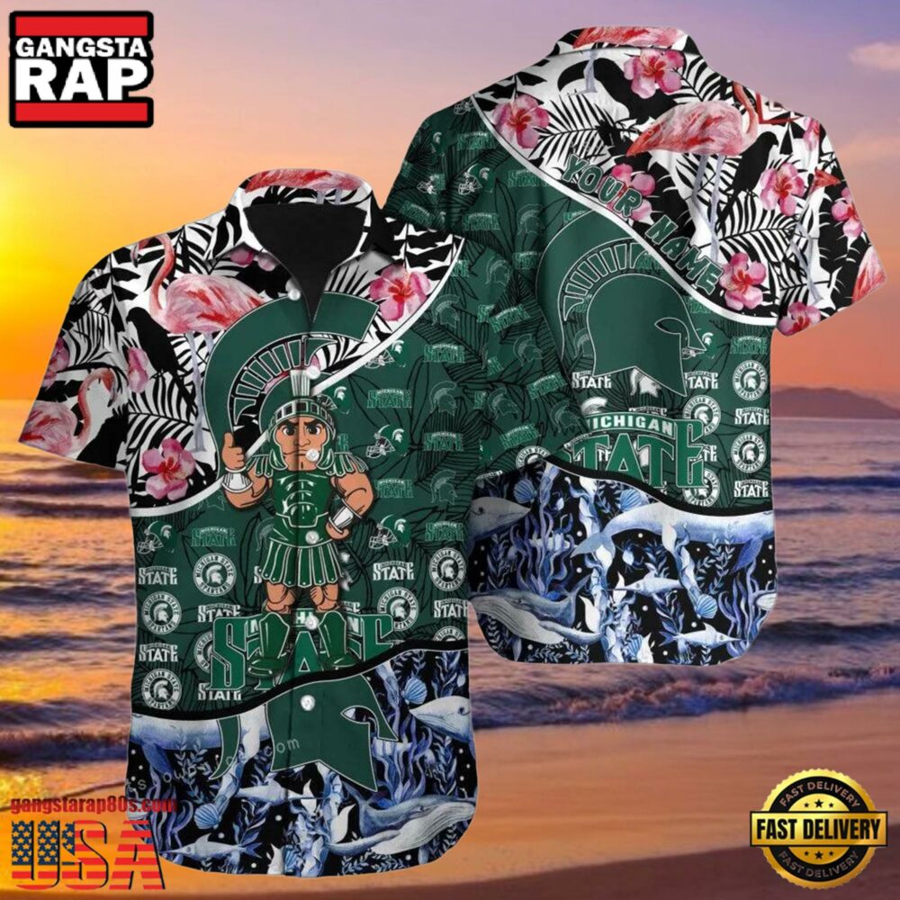 NCAA Michigan State Spartans Hawaiian Shirt 3D Print Personalized Cheap Button Up Hawaiian Shirt NCAA Michigan State Spartans Hawaiian Shirt 3D Print Personalized Cheap Button Up Hawaiian Shirt