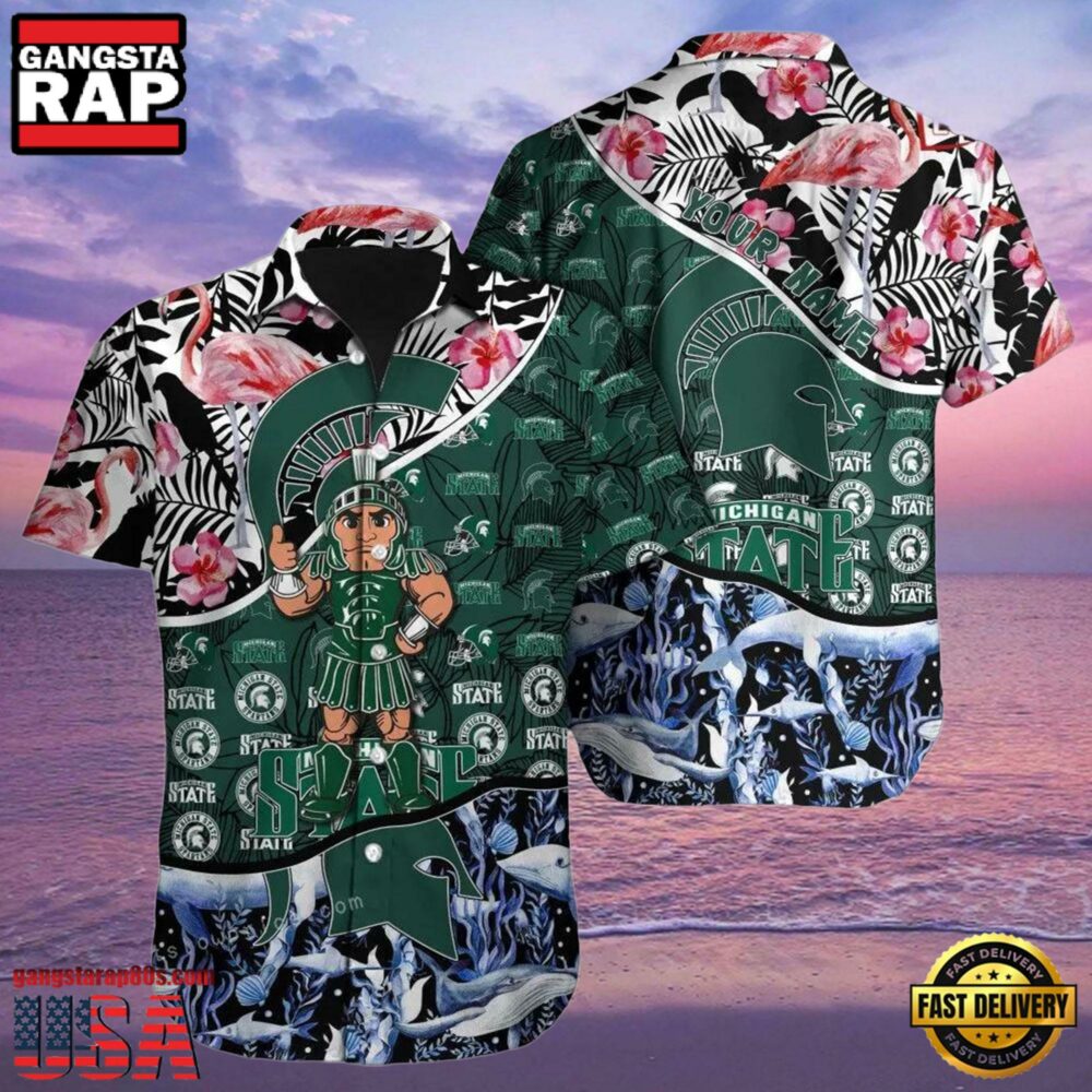 NCAA Michigan State Spartans Hawaiian Shirt 3D Print Personalized Cheap Button Up Hawaiian Shirt