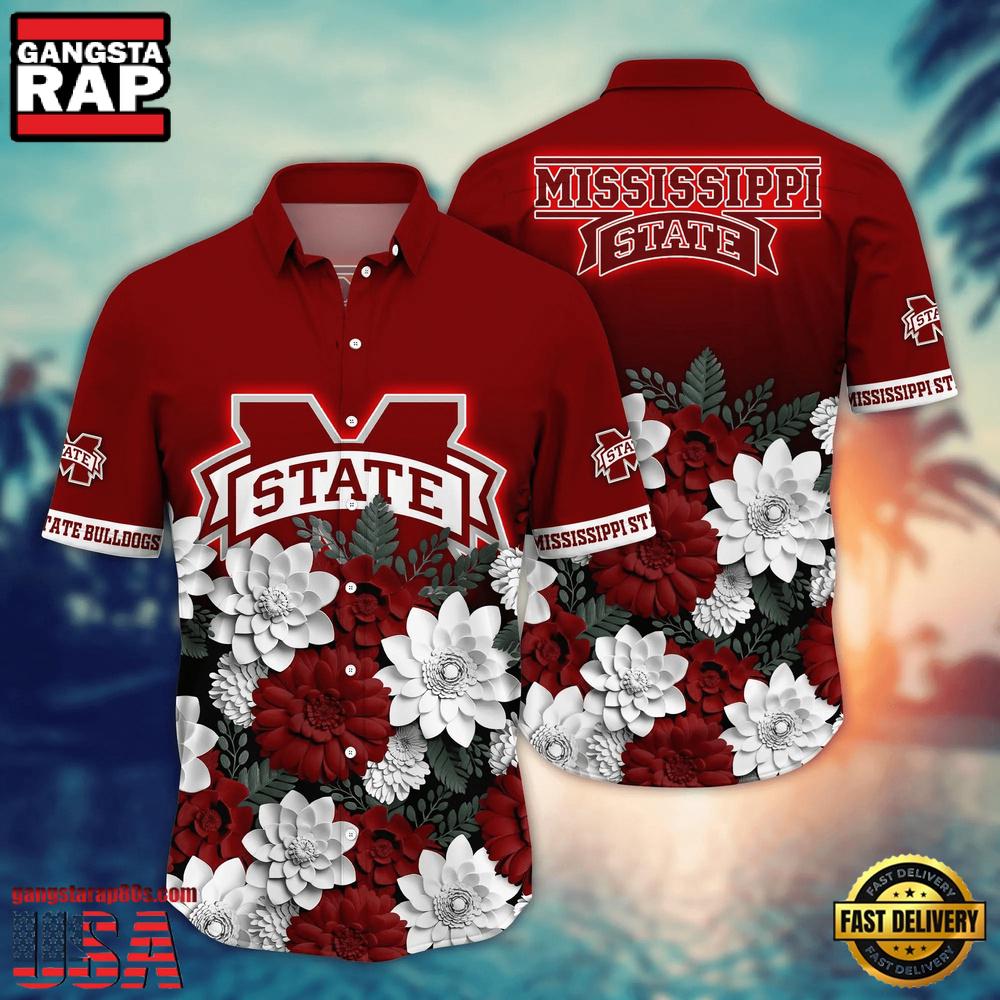 NCAA Mississippi State Bulldogs Flower Tropical Summer Beach Hawaiian Shirt