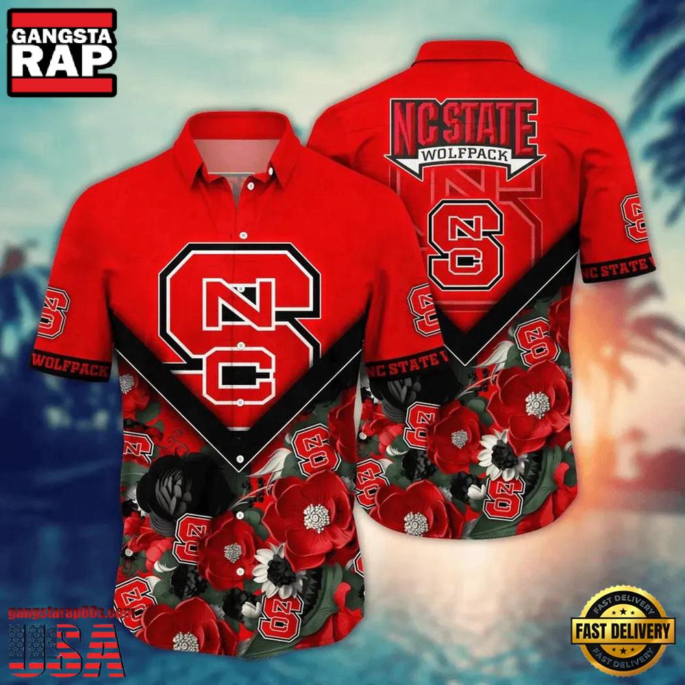 NCAA NC State Wolfpack Palm Tree Sporty Design Hawaiian Shirt