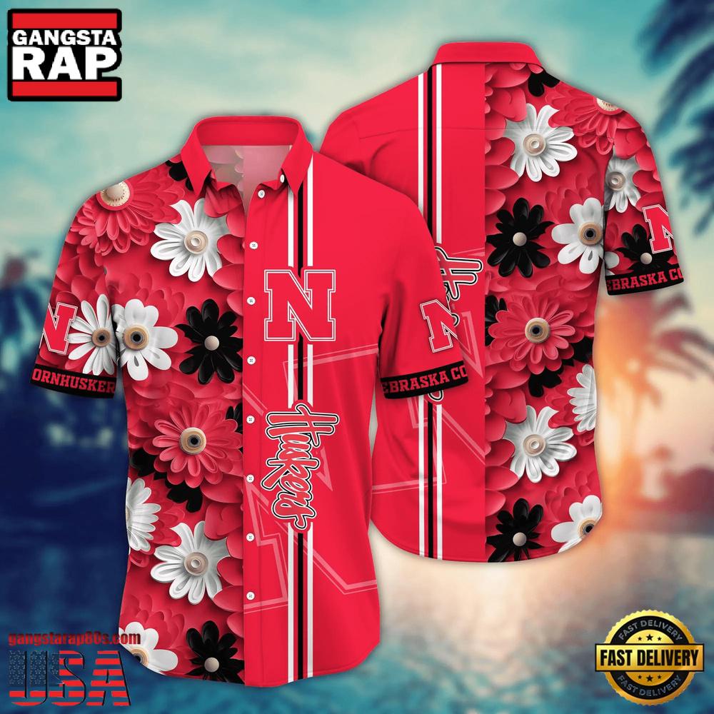 NCAA Nebraska Cornhuskers Flower Summer Aloha Button Hawaiian Shirt