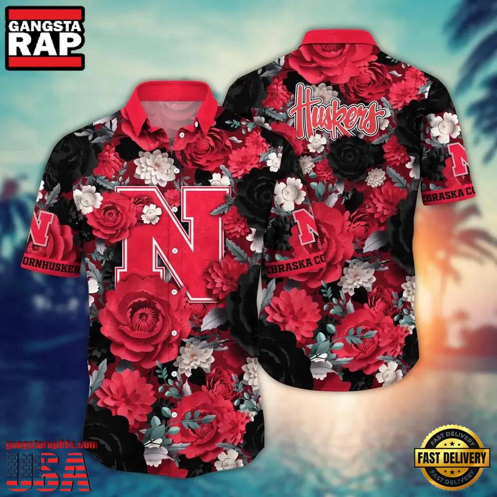 NCAA Nebraska Cornhuskers Palm Tree Sporty Design Hawaiian Shirt