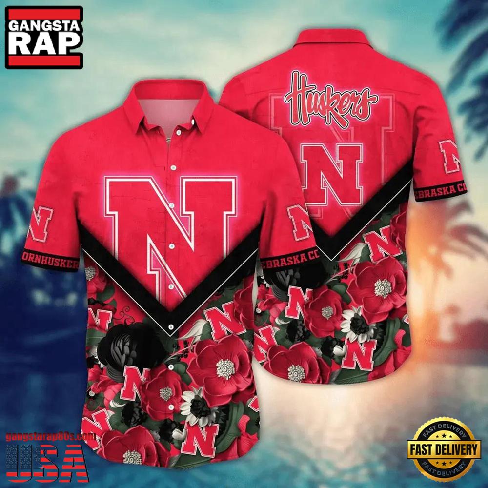 NCAA Nebraska Cornhuskers Palm Tree Summer Beach Hawaiian Shirt