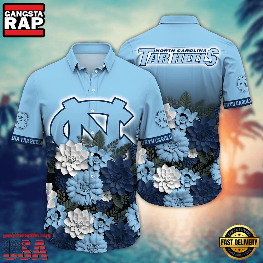 NCAA North Carolina Tar Heels Flower Tropical Summer Beach Hawaiian Shirt