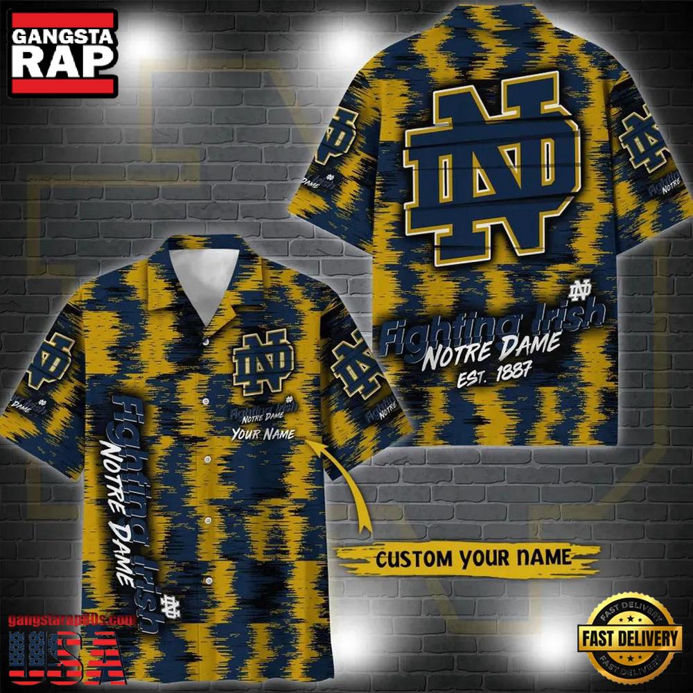 NCAA Notre Dame Fighting Irish Custom Name Aloha Hawaiian Shirt