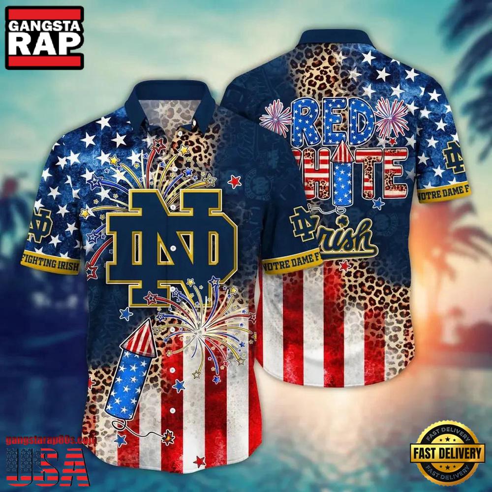 NCAA Notre Dame Fighting Irish Flower Summer Beach Hawaiian Shirt