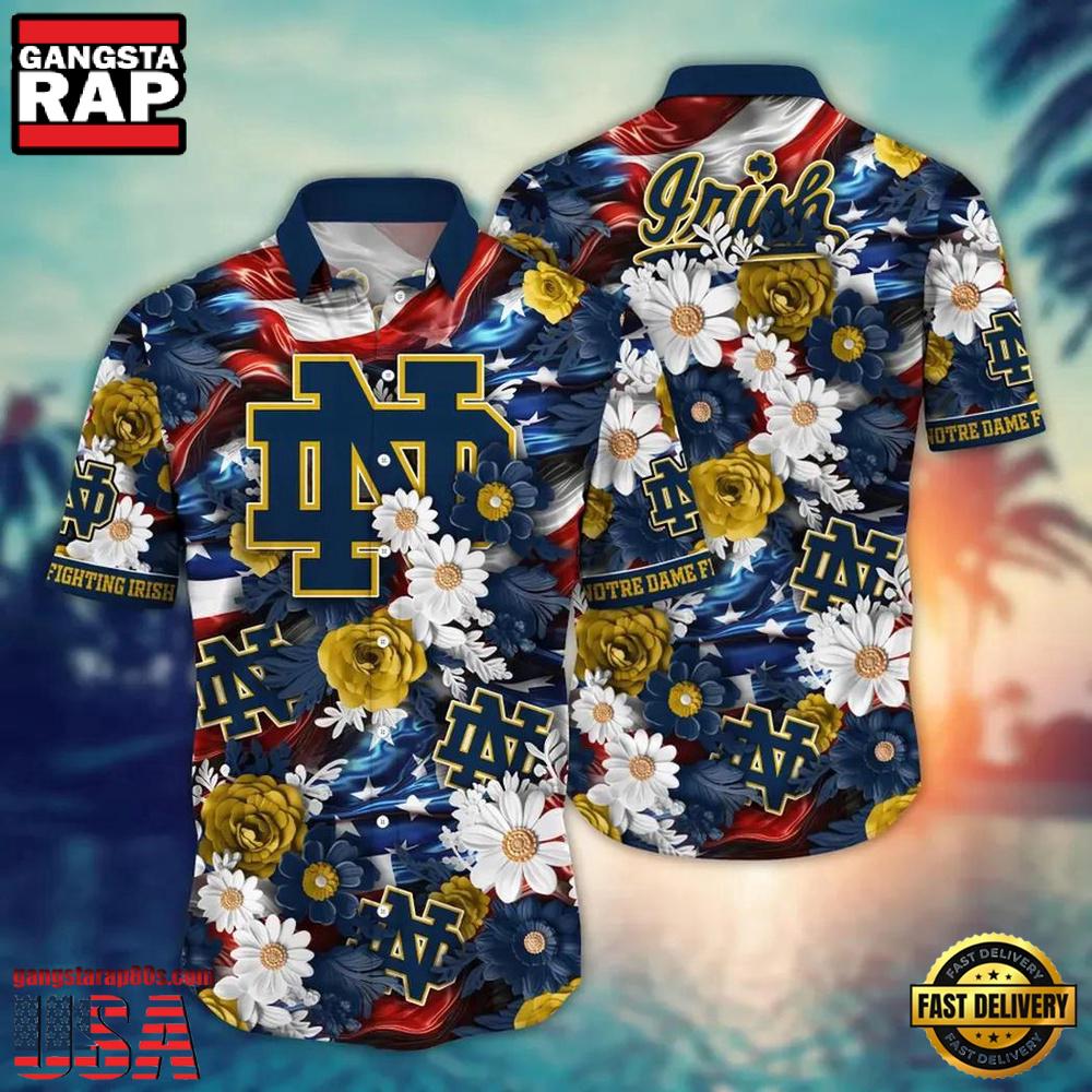 NCAA Notre Dame Fighting Irish Flower Summer Hawaiian Shirt