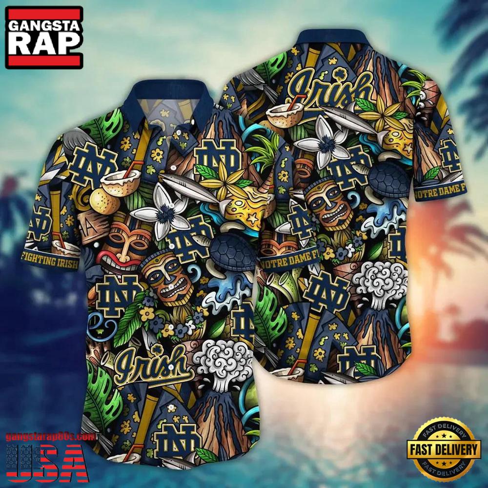NCAA Notre Dame Fighting Irish Palm Tree Sporty Design Hawaiian Shirt