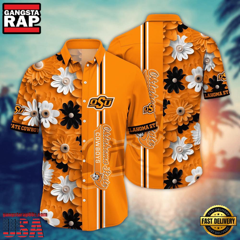 NCAA Oklahoma State Cowboys Flower Summer Aloha Button Hawaiian Shirt