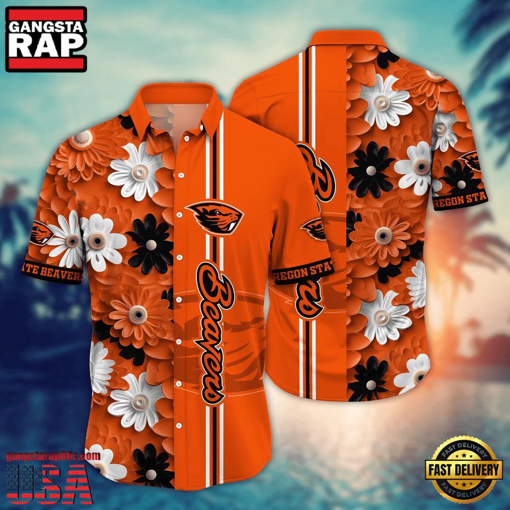 NCAA Oregon State Beavers Flower Summer Aloha Button Hawaiian Shirt