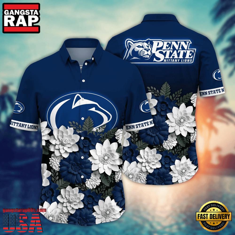 NCAA Penn State Nittany Lions Flower Tropical Summer Beach Hawaiian Shirt