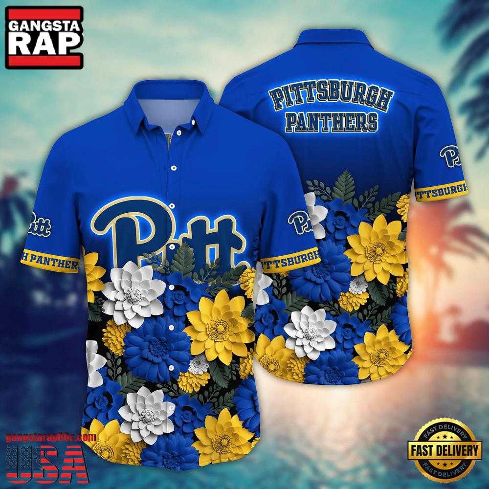 NCAA Pittsburgh Panthers Flower Tropical Summer Beach Hawaiian Shirt