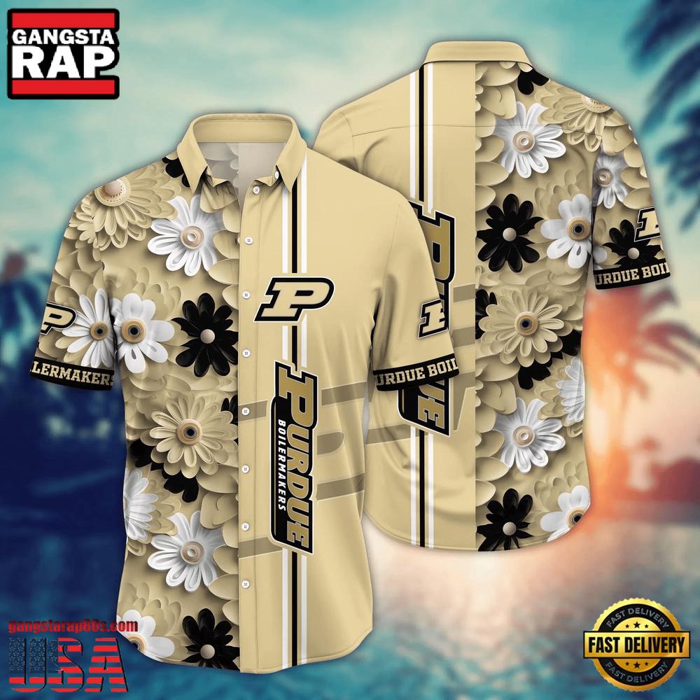 NCAA Purdue Boilermakers Flower Summer Aloha Button Hawaiian Shirt