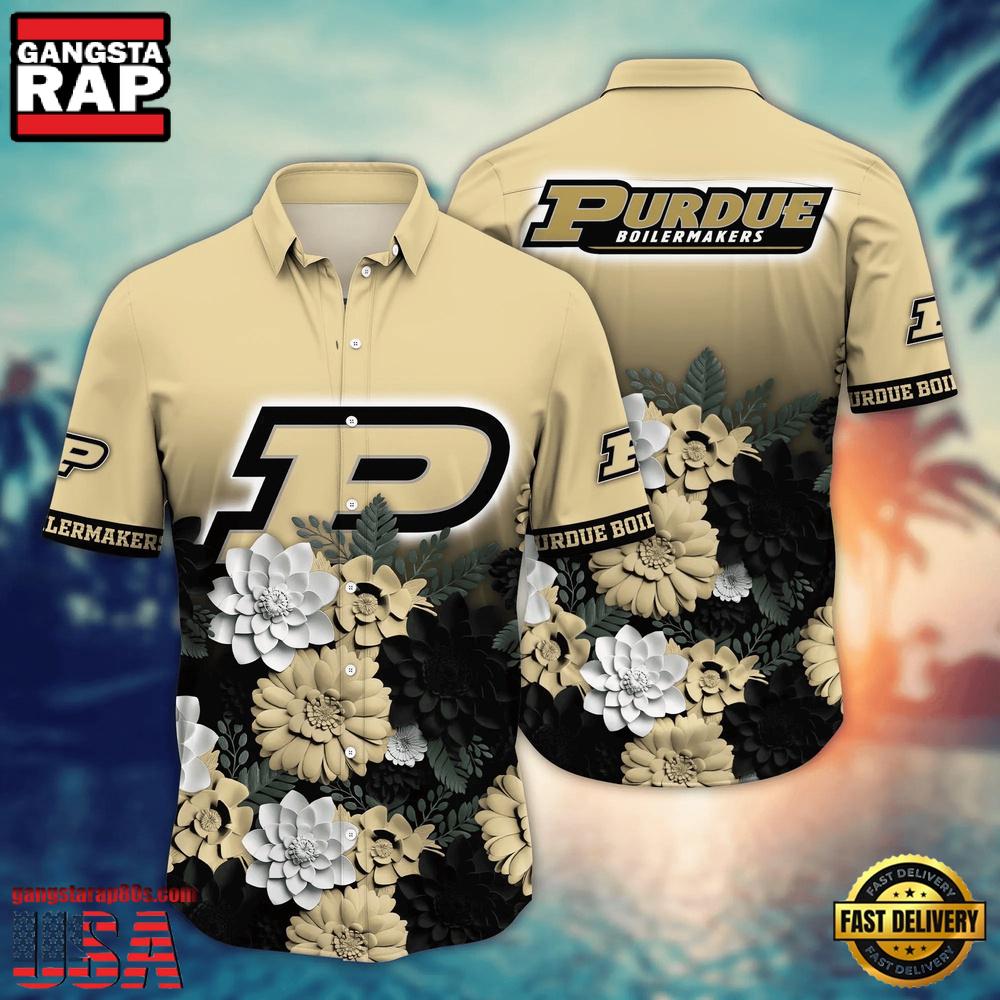 NCAA Purdue Boilermakers Flower Tropical Summer Beach Hawaiian Shirt