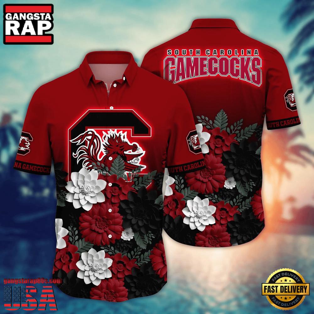 NCAA South Carolina Gamecocks Flower Tropical Summer Beach Hawaiian Shirt