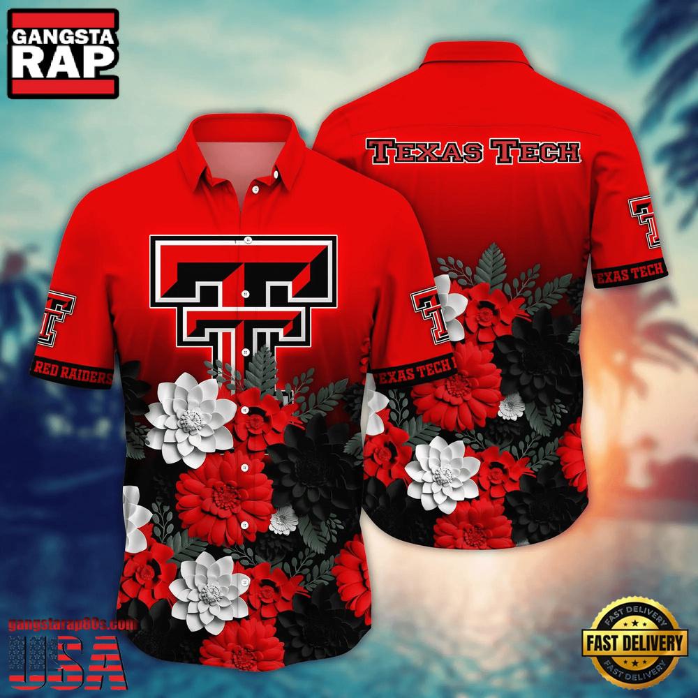 NCAA Texas Tech Red Raiders Flower Tropical Summer Beach Hawaiian Shirt