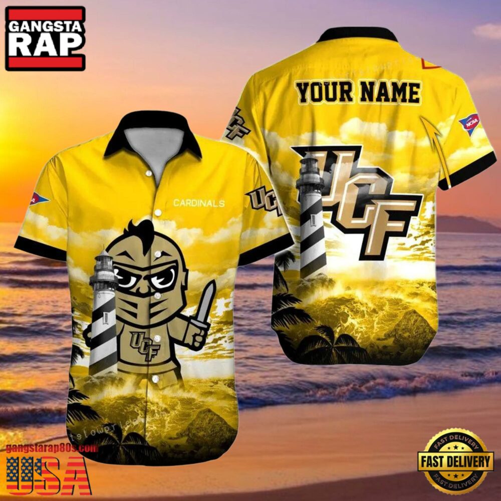 NCAA Ucf Knights 3D Print Custom Name Cheap Button Up Hawaiian Shirt NCAA Ucf Knights 3D Print Custom Name Cheap Button Up Hawaiian Shirt