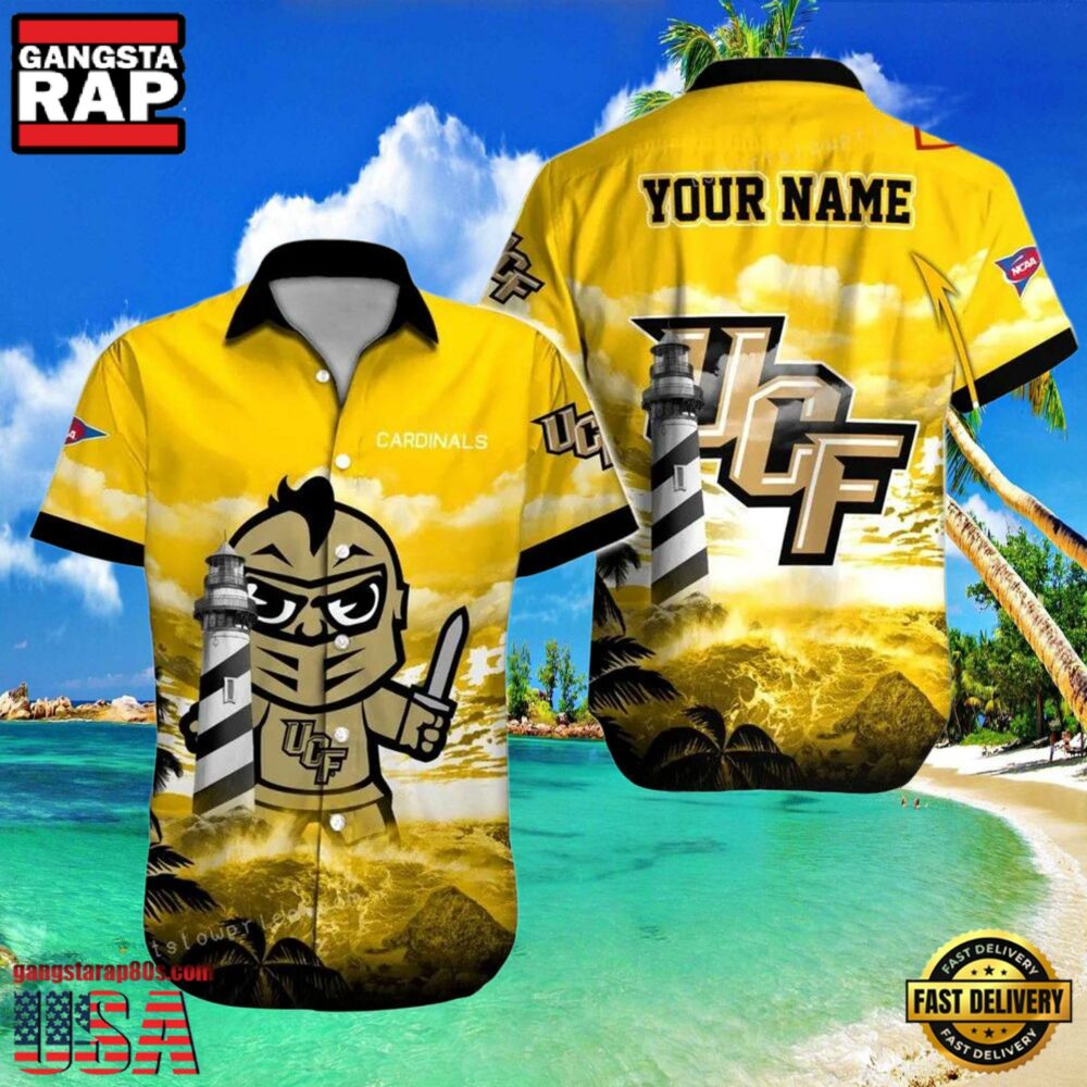 NCAA Ucf Knights 3D Print Custom Name Cheap Button Up Hawaiian Shirt
