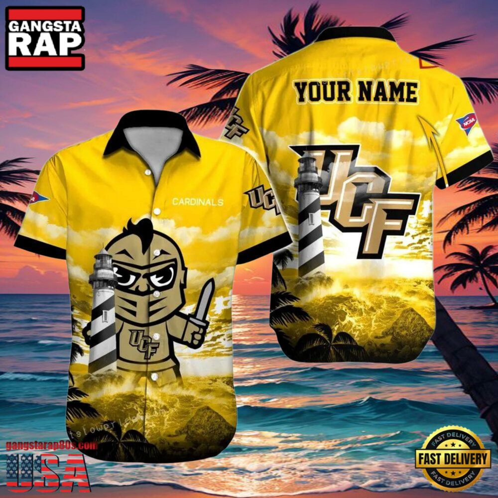 NCAA Ucf Knights 3D Print Custom Name Cheap Button Up Hawaiian Shirt NCAA Ucf Knights 3D Print Custom Name Cheap Button Up Hawaiian Shirt