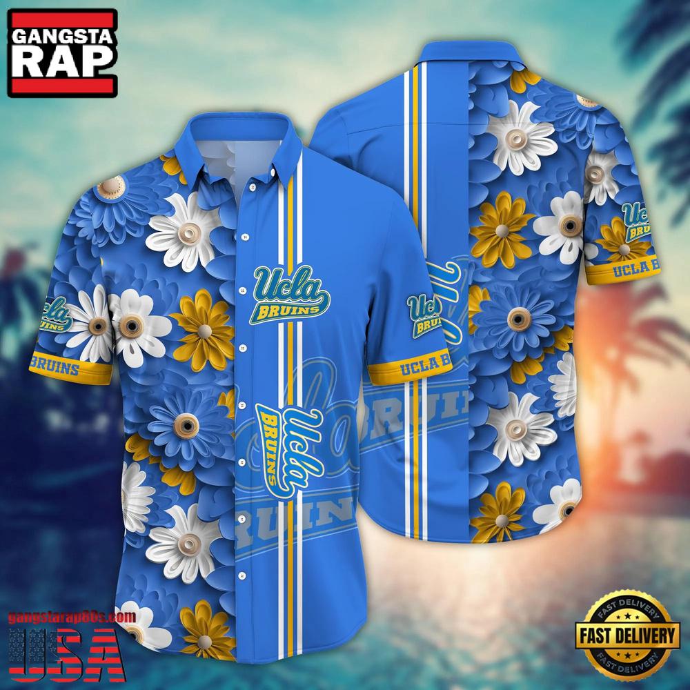 NCAA UCLA Bruins Flower Summer Aloha Button Hawaiian Shirt
