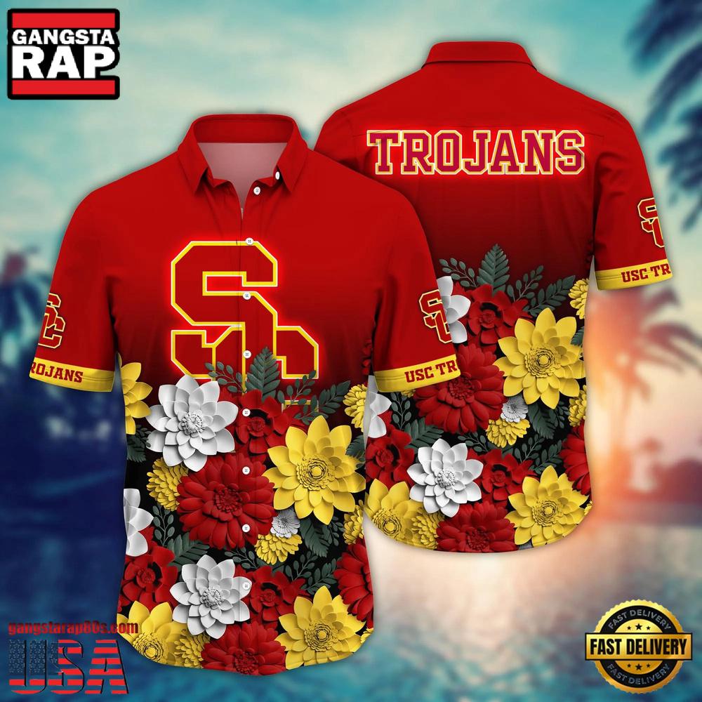 NCAA USC Trojans Flower Tropical Summer Beach Hawaiian Shirt