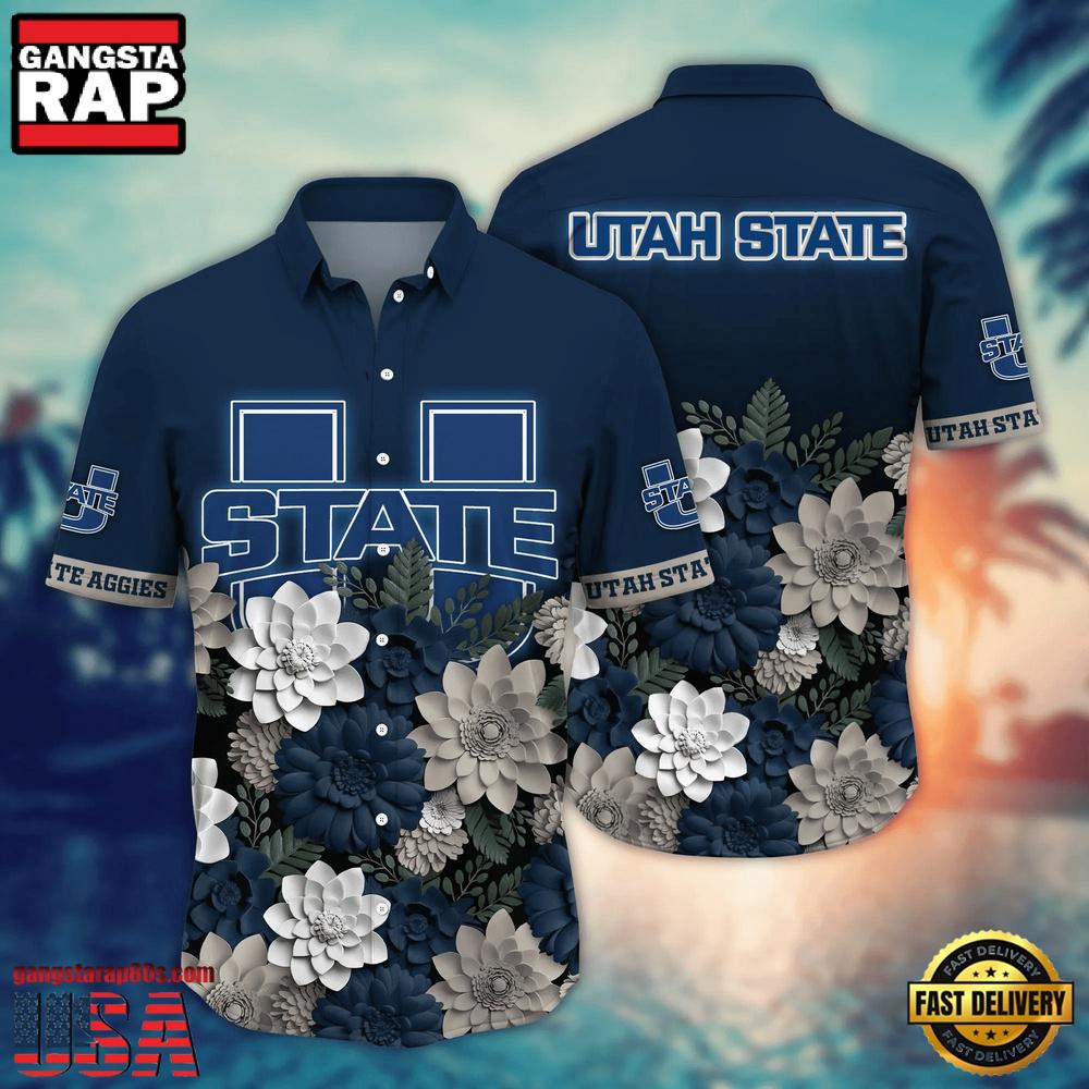 NCAA Utah State Aggies Flower Tropical Summer Beach Hawaiian Shirt