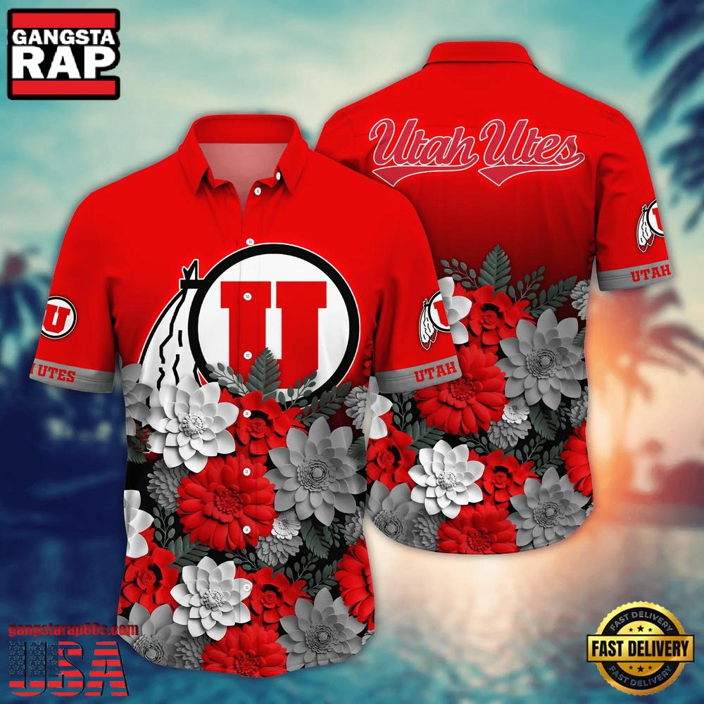 NCAA Utah Utes Flower Tropical Summer Beach Hawaiian Shirt