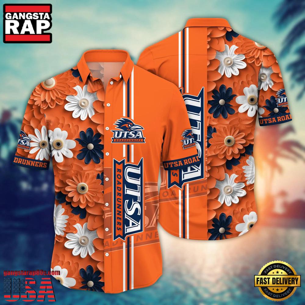 NCAA UTSA Roadrunners Flower Summer Aloha Button Hawaiian Shirt