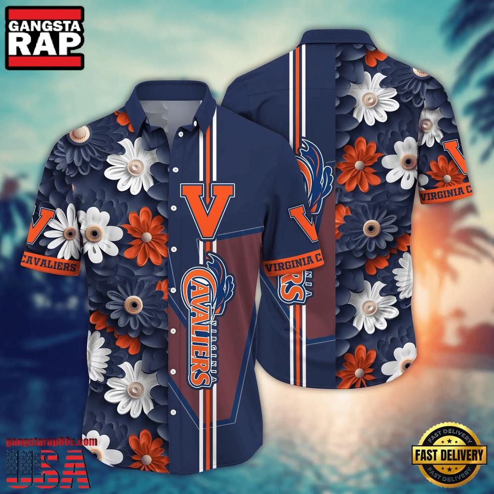 NCAA Virginia Cavaliers Flower Summer Aloha Button Hawaiian Shirt