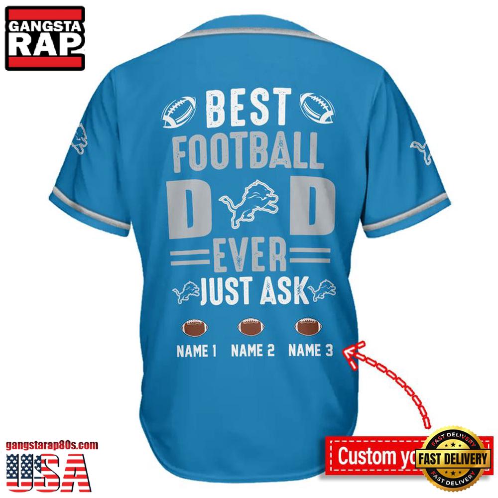 NFL Detroit Lions Best Dad Ever Baseball Jersey