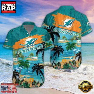 NFL Miami Dolphins Palm Tree Summer Beach Aloha Hawaiian Shirt