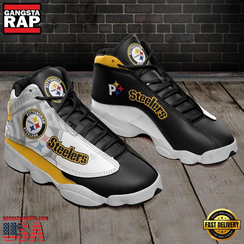 NFL Pittsburgh Steelers Black Air Jordan 13 Shoes