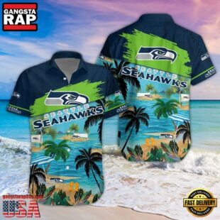 NFL Seattle Seahawks Palm Tree Summer Beach Aloha Hawaiian Shirt