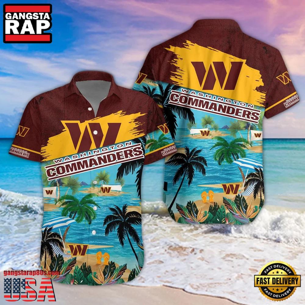 NFL Washington Commanders Palm Tree Summer Beach Aloha Hawaiian Shirt