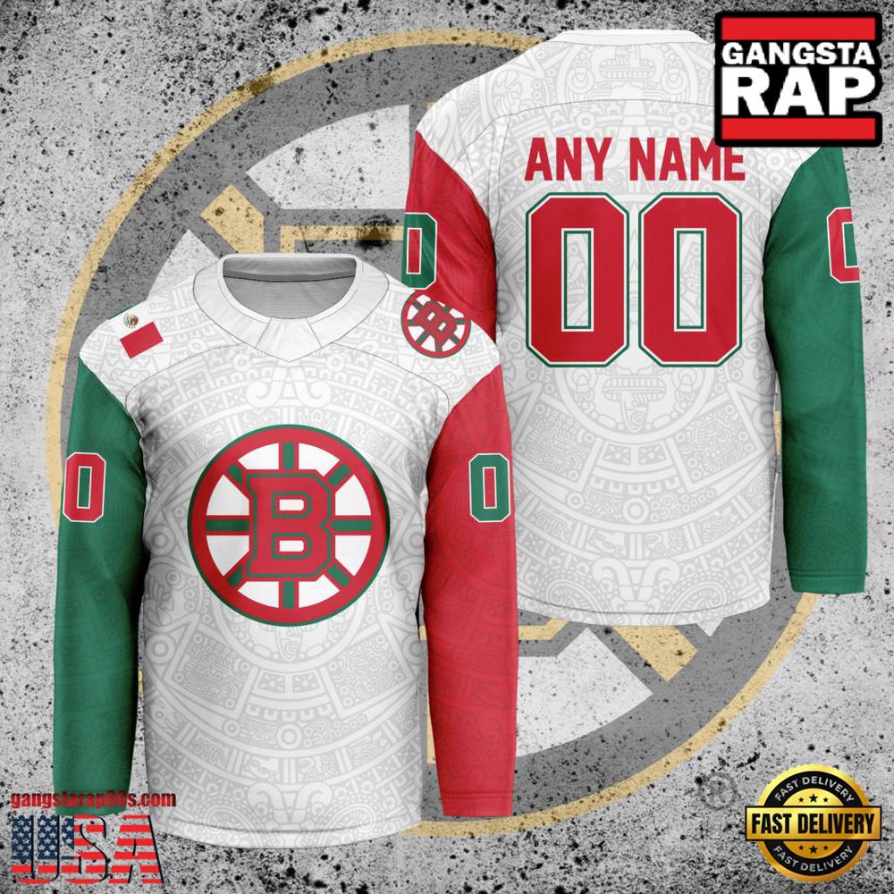 NHL Custom Name Number Boston Bruins Mexican Heritage New Design Hockey Jersey NHL Custom Name Number Boston Bruins Mexican Heritage New Design Hockey Jersey
