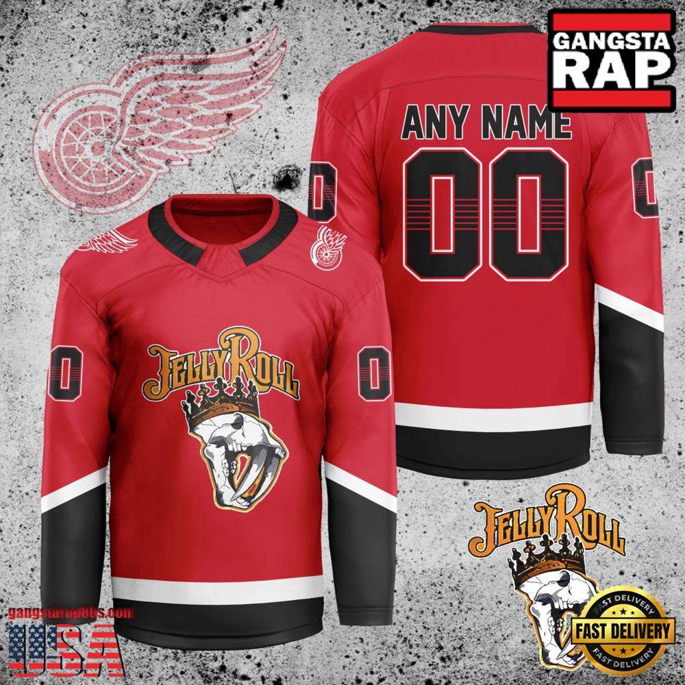 NHL Custom Name Number Detroit Red Wings Jelly Roll New Design Hockey Jersey NHL Custom Name Number Detroit Red Wings Jelly Roll New Design Hockey Jersey