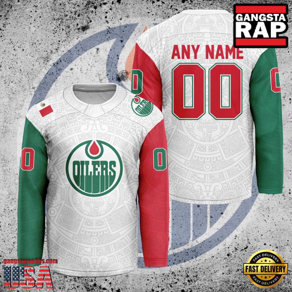 NHL Custom Name Number Edmonton Oilers Mexican Heritage New Design Hockey Jersey NHL Custom Name Number Edmonton Oilers Mexican Heritage New Design Hockey Jersey