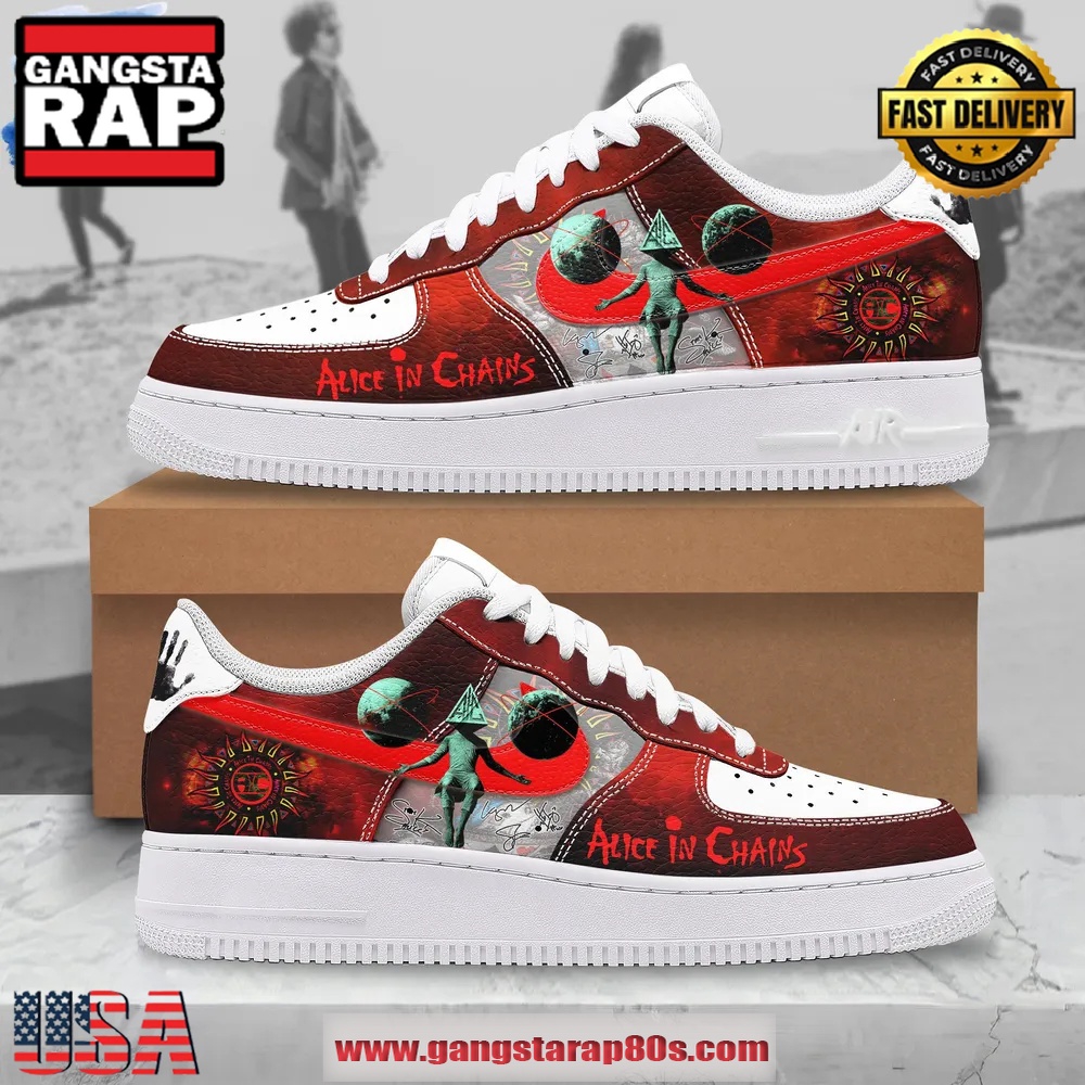 Alice In Chains Limited Edition Air Force 1 Running Sneakers Shoes Alice In Chains Limited Edition Air Force 1 Running Sneakers Shoes