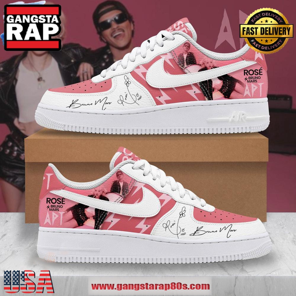 Bruno Mars x Ros? APT Limited Pink Air Force 1 Running Sneakers Shoes