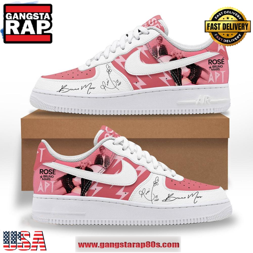 Bruno Mars x Ros? APT Limited Pink Air Force 1 Running Sneakers Shoes Bruno Mars x Ros? APT Limited Pink Air Force 1 Running Sneakers Shoes