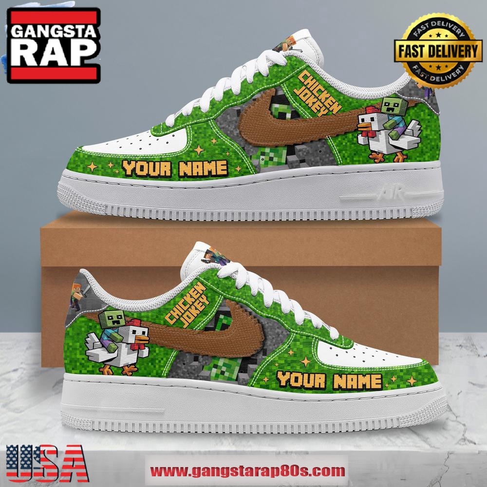 Chicken Jockey Minecraft Limited Edition Air Force 1 Running Sneakers Shoes Chicken Jockey Minecraft Limited Edition Air Force 1 Running Sneakers Shoes