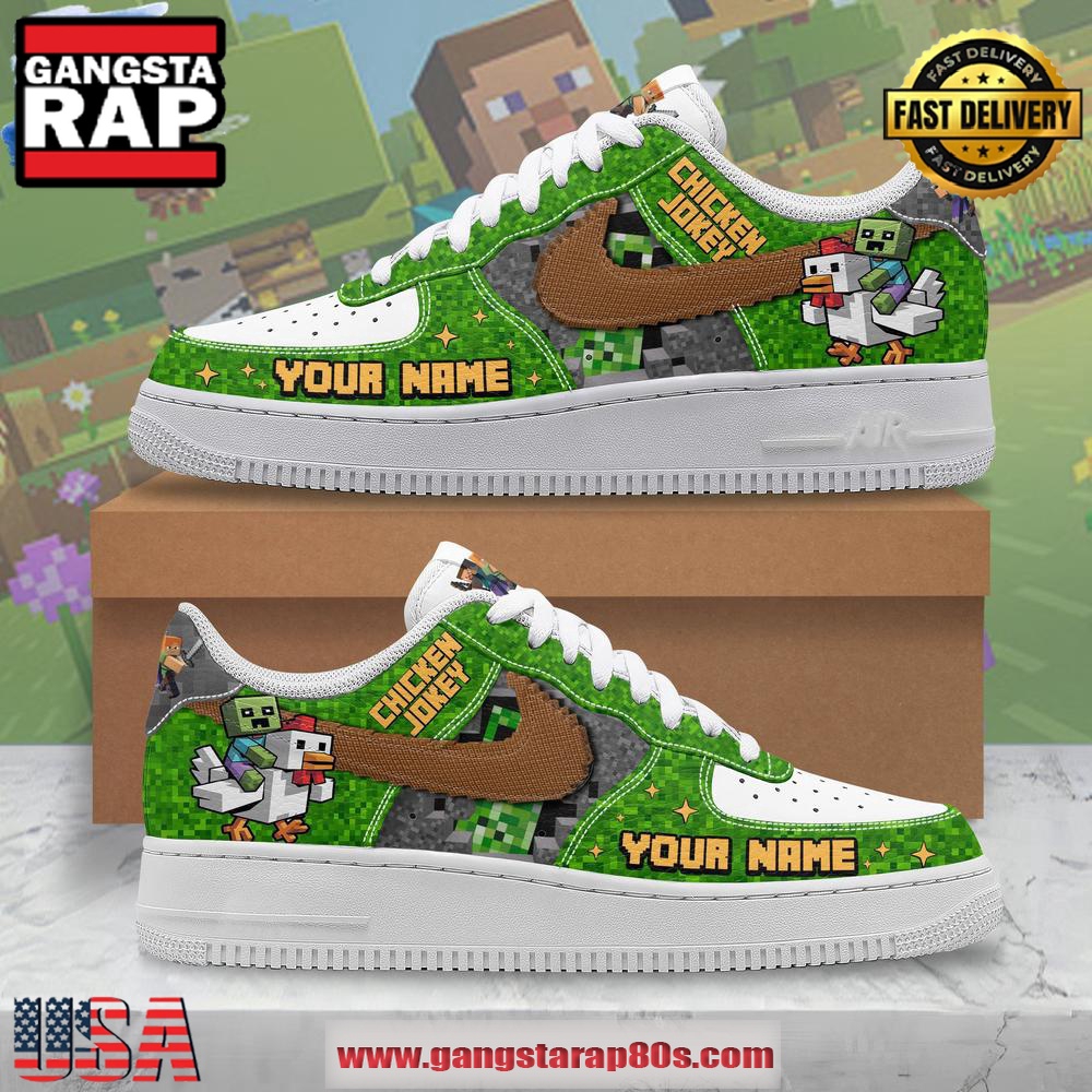 Chicken Jockey Minecraft Limited Edition Air Force 1 Running Sneakers Shoes Chicken Jockey Minecraft Limited Edition Air Force 1 Running Sneakers Shoes