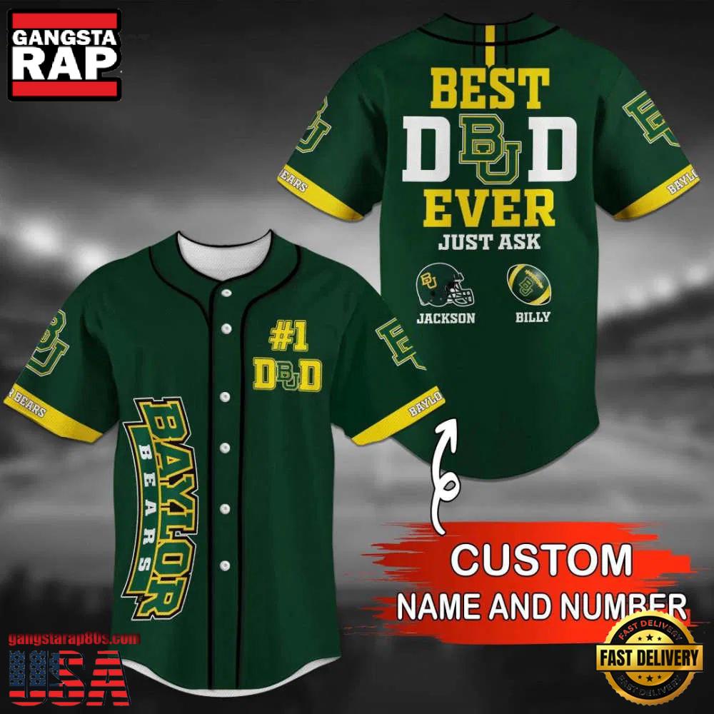 Custom Name And Number Baylor Bears Baseball Jersey Shirt