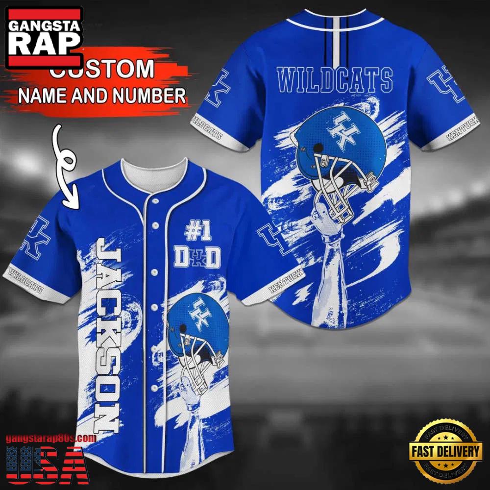 Custom Name And Number Kentucky Wildcats Baseball Jersey Shirt